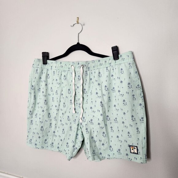 MARINE LAYER Green Tropical Palm Print Swim Trunks - Picture 1 of 4